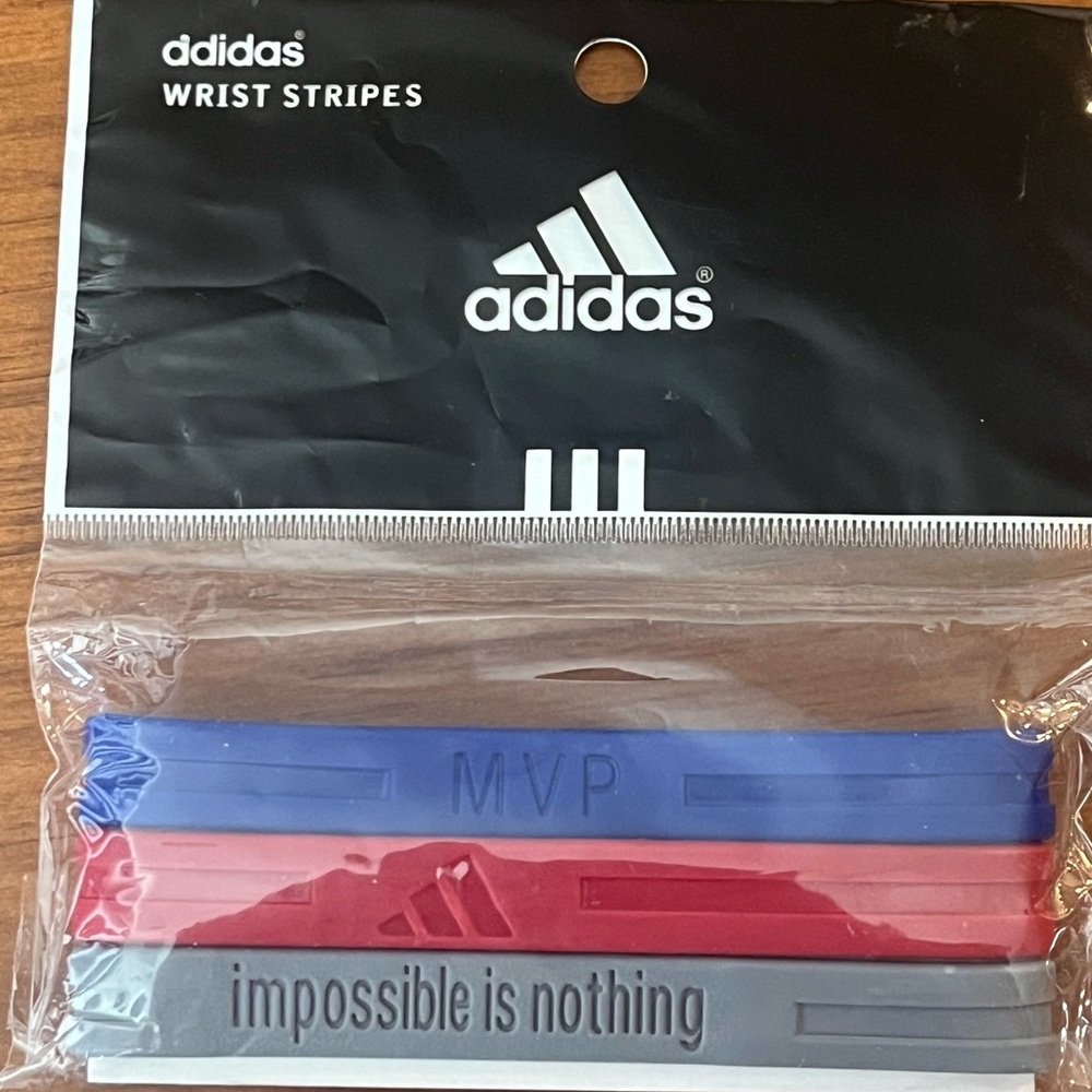 Adidas Baller ID Bands Rubber Wristbands vintage Red / Gray / Blue Wrist Stripes